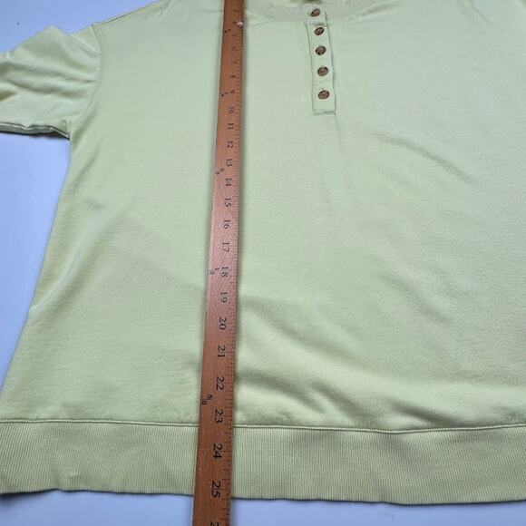 J Jill Fit Top Womens Large Yellow Green Long Sleeve Oversized Comfort Henley - Picture 9 of 11